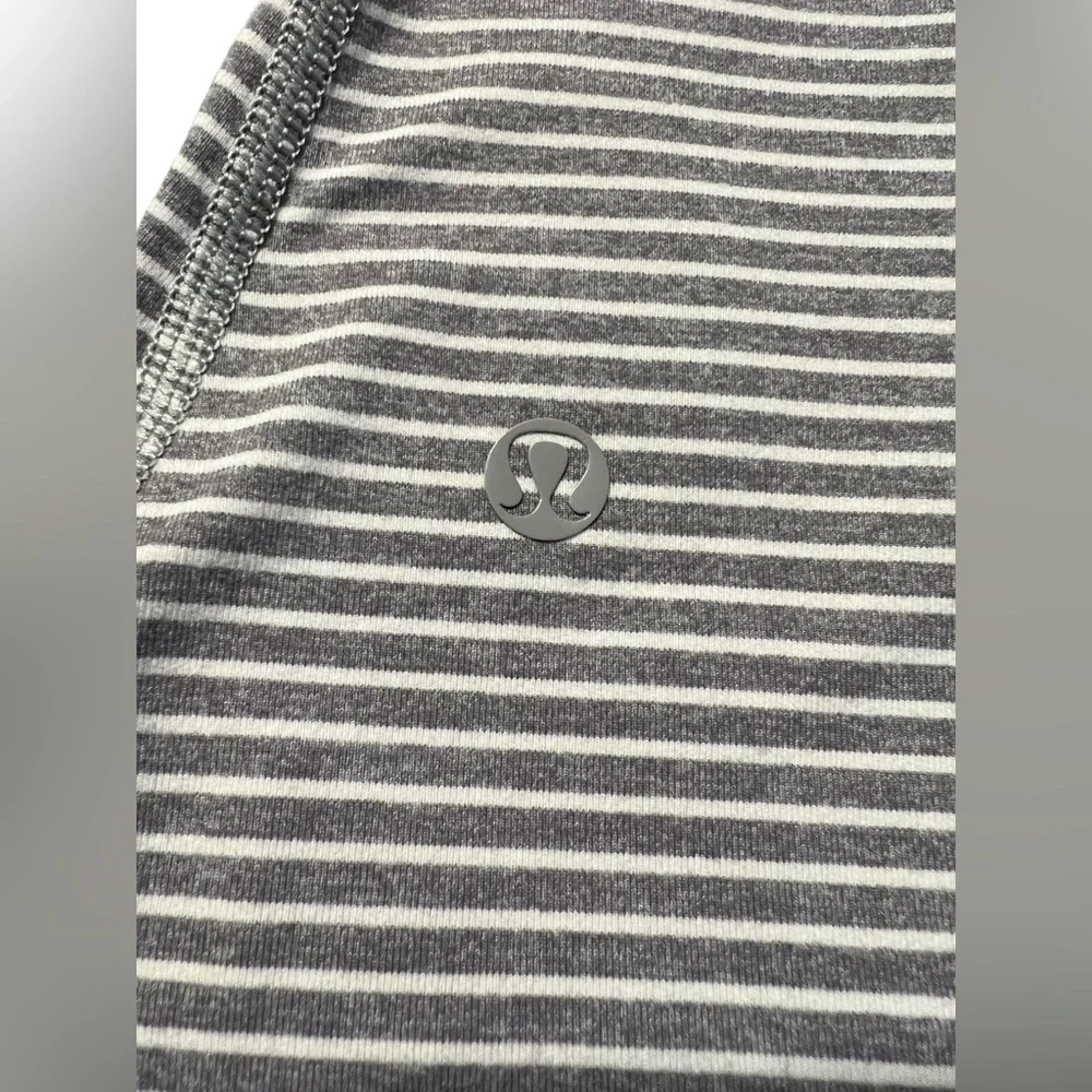 Lululemon Awesoma Henley Hyper Stripe Heathered Slate Ghost Size 4 - Picture 6 of 8